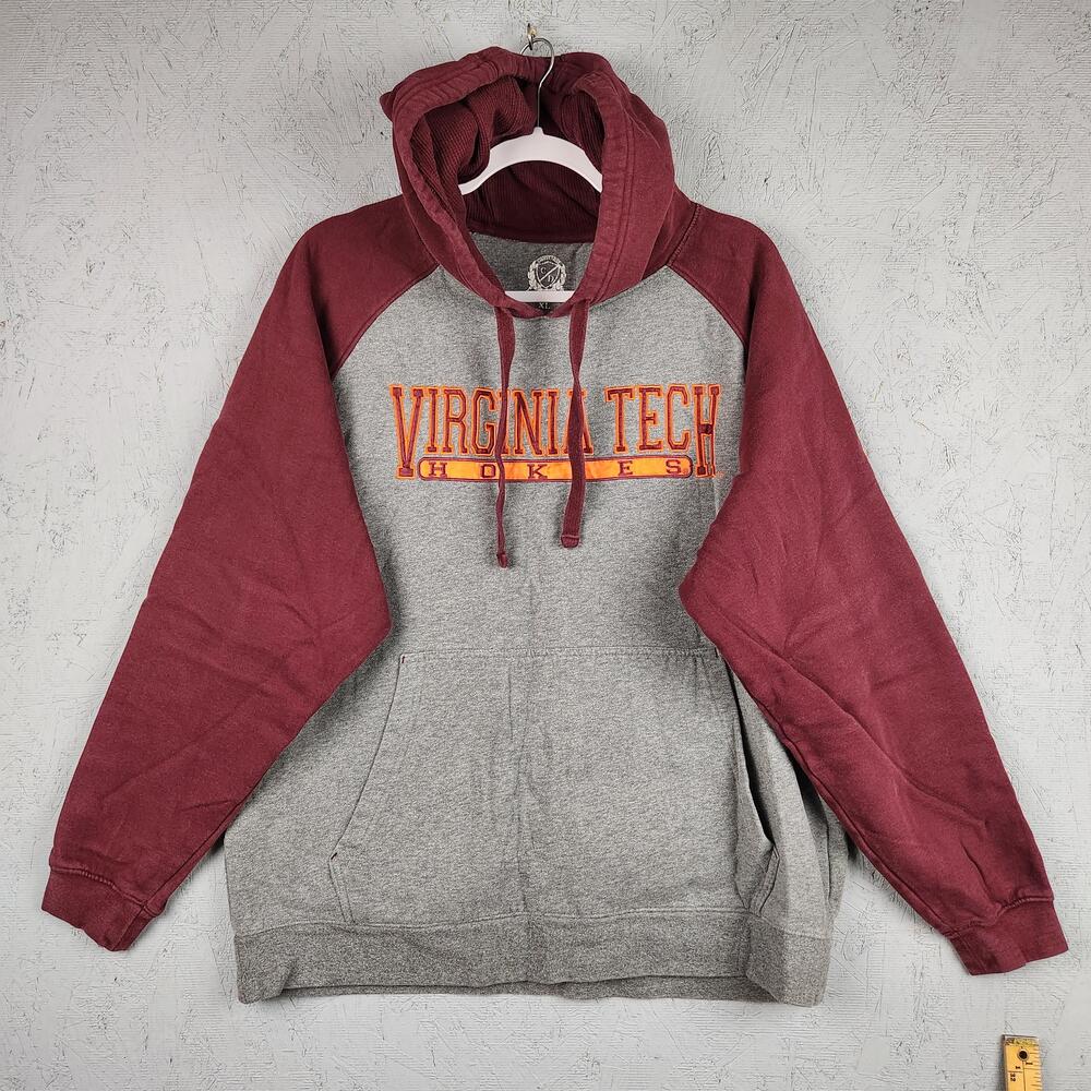 Virginia Tech Hokies Hoodie Sweatshirt Mens XL Gray Red NCAA Football University